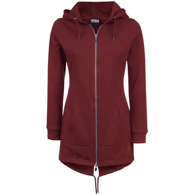 Urban Classics Vest met capuchon - Ladies Sweat Parka - M - voor Vrouwen - bordeaux