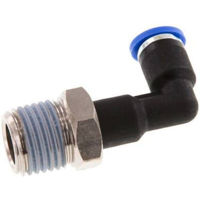 4mm x R1/4'' 90 graden L-verbinding Messing/PA 66 Insteekfitting Buitendraad Lange Behuizing Draaibaar NBR [2 Stuks]