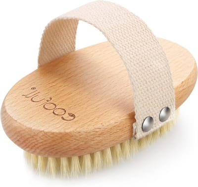 Exfoliërende lichaamsscrubber van natuurlijk beukenhout voor droge huid, cellulite-massage en zachte borstel voor mannen en vrouwen