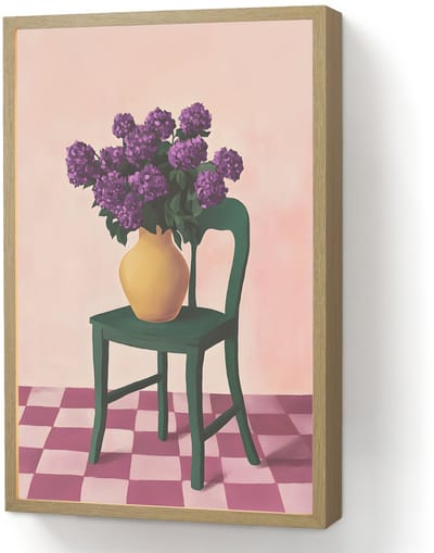 Wandlamp 40x60 cm - Oplaadbaar - Stoel - Vaas - Bloemen - Geblokt - Wandlampen binnen woonkamer - Slaapkamer lamp - Decoratieve nachtlamp - Vloerlamp draadloos
