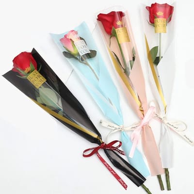 Dailygoods- Inpakzakken Voordeelpakket 100 Stuks - Waterdicht - Bloemenverpakking - Kleurrijk Ontwerp - Transparant - Perfect voor 1-2 Bloemen