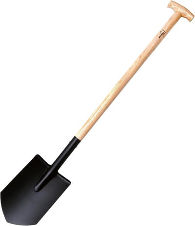 siwitec spitse tuinspade SG-310 met houten steel voor harde, rotsachtige grond | Ergonomische spade met essenhouten steel en stalen blad | Lengte: 118 cm | Tuin | Tuinspade