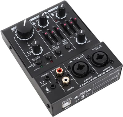 SPHProducts - Sound Card Mixer - USB Audio Interface - Met +48V Phantom Power - 3-Channel Mixer - Geschikt voor Home Studio en Karaoke - Ideaal voor G