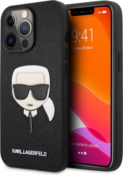 Zwart hoesje van Karl Lagerfeld - Hardcase Backcover - geschikt voor iPhone 13 Pro - Karl's head