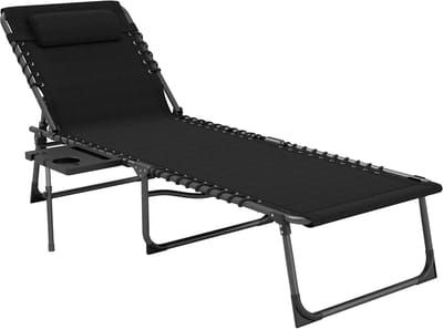 Ligbed - Tuin - Zonnebed - Ligstoel - Loungebed - Weerbestendig - Verstelbaar - Buiten - Opklapbaar - Zwart
