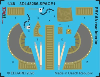 Eduard Modelbouwdecoratie - 3DL48286 Sp - Achterinterieur voor Consolidated PBY-5A Catalina Photo-etch