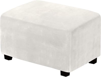 Elegante Velours Poefhoes voor Ottomaanse Stoelen, Rekbare Voetsteunhoes in Wit, Bescherming en Stijl voor Meubels