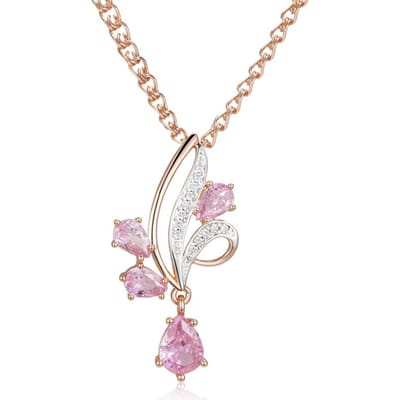 Collier Pendentif Fleur Zircon Naturel Rose Brillant Pour Femmes Mode Couleur Or Rose Mix Quotidien Bijoux Ethniques white