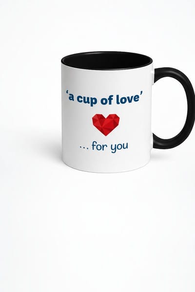 Liefdesmok 'a cup of love' met Geometrisch Hart | Romantisch Valentijn Cadeau