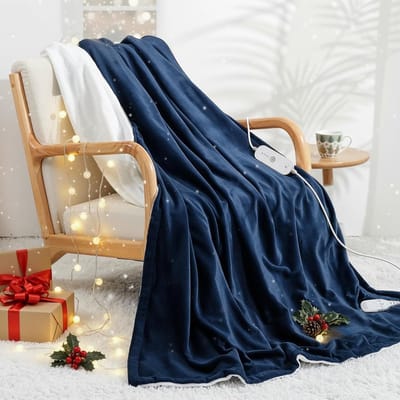 Elektrische Deken 130 x 180 cm – Blauw | 4 Warmtestanden | 9 uur Timer | Oververhittingsbeveiliging | Machinewasbaar