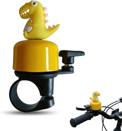 Fietsbel Dinosaurus - Kinderfietsbel Bel - Veilig Fietsen - Krachtige Beltoon - Universele Pasvorm - Geel