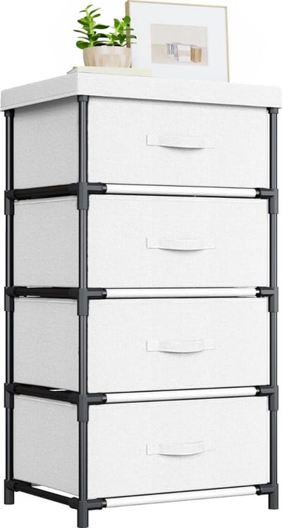 ZRSS® Ladenkastje - Ladenkast Slaapkamer en Kantoor - Stoffen Nachtkastje - Commode 4 Laden - Wit