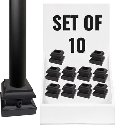 Baluster Basis Schoen - Paal Voet - Reling Installatie - Platte Basis Ontwerp - Set van 10 - Satijn Zwart
