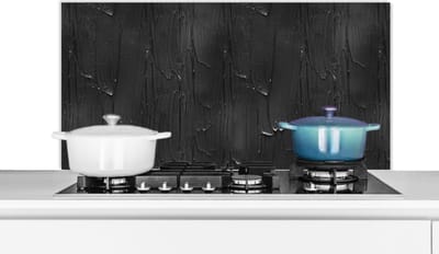Spatscherm Keuken - Kookplaat Achterwand - Spatwand Fornuis - 100x50 cm - Verf - Zwart - Patronen - Aluminium - Wanddecoratie - Muurbeschermer - Hittebestendig