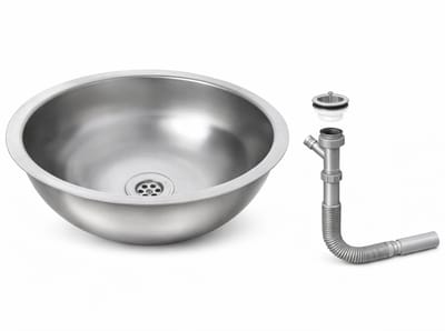 RVS Spoelbak Keuken Ø34cm Rond – Wasbak caravan keuken - Met Sifon – Spoelbakken Keuken – zonder Kraangat - Wasbak Keuken