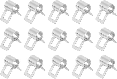 15 Stuks Veer Type Actie Brandstof/Silicone Vacuum Slangklemmen, 4mm Lage Druk Lucht Slangklem voor Auto Olie- en Waterleidingen, Roestvrij Staal en Duurzaam