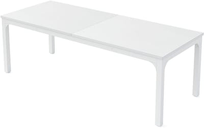 Pugsdrly Eettafel, industriële keukentafel voor 4 tot 6 personen, 200 x 70 x 75 cm Rechthoekige eettafel voor eetkamer, keuken, woonkamer, met stevige metalen poten, wit