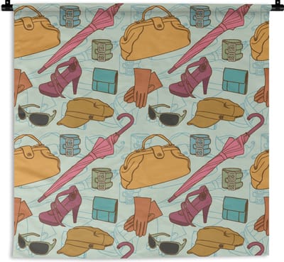 Wandkleed - Wanddoek - Kleren - Paraplu - Seizoenen - Design - 90x90 cm - Wandtapijt