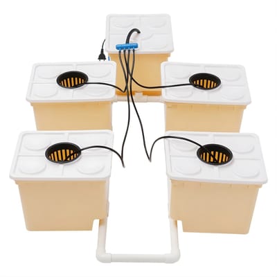Hydroponisch Kweeksysteem 11L – Set met 5 Emmers – Dutch Bucket Systeem – Voor Groenten en Fruit – Lichtgeel