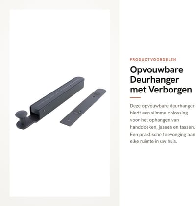 Dailygoods- Opvouwbare Hanger - Deurkapstok met verborgen handdoekhouder - Koolstofstaal - Inklapbaar - Geschikt voor jassen/tassen - Afmetingen 34 x 25 x 3 cm - Deurhaak