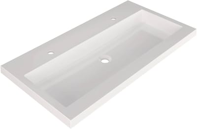 Saqu Straight Wastafel 2 kraangaten 100,5x51,5x4 cm Mat Wit