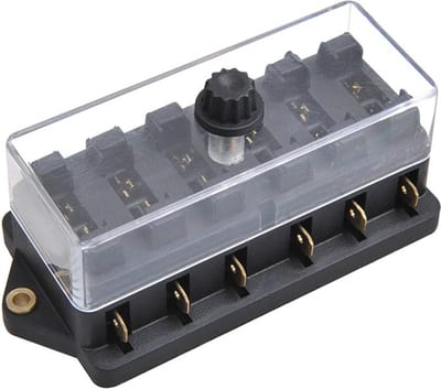 ProPlus Waterdichte zekeringsdoos - 6 polig - 6 zekeringen - 30 amp - transparant deksel