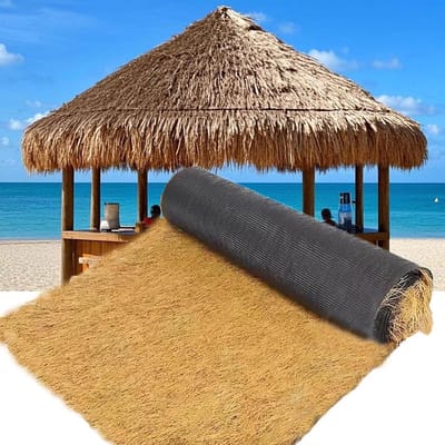 Kunstmatige Rietmat - Synthetisch Rietgras Dak - Tiki Bar Decoratie - UV- en Weerbestendig - 0.5x5m - Geel