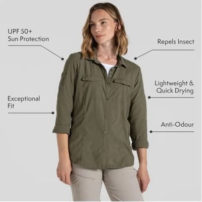 Craghoppers Craghppers NosiLife Adventure LS Shirt III Dames (Maat - 14, Kleur - Wild Olive)
