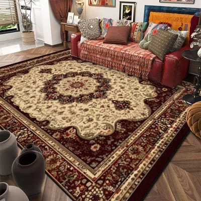 Retro Etnische Stijl Tapijten voor Woonkamer Luxe Slaapkamer Decor Vloerkleed Antislip Wasbaar Veranda Vloermat Eetkamer Lounge Tapijt 60*90cm