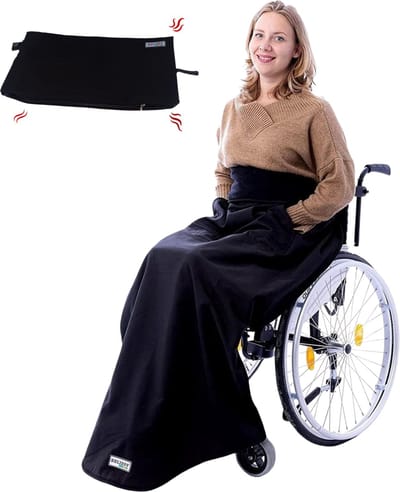 Belieff Rolstoel Deken Met Heating Systeem – Open Onderkant - Handzakken – Wind- en Waterdicht - Unisex - 100% Polyester - Fleece Gevoerd - Beenkleed - Schootskleed - Warm & Comfortabel