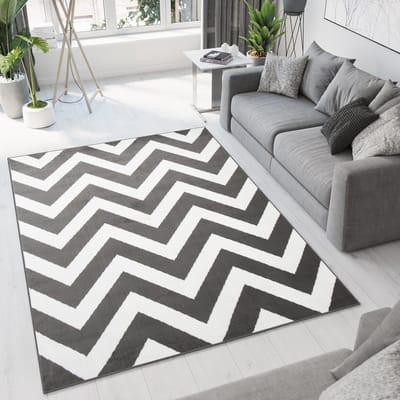 Tapiso Bali PP Vloerkleed Grijs Laagpolig Tapijt Modern Zigzag Maat- 180x250
