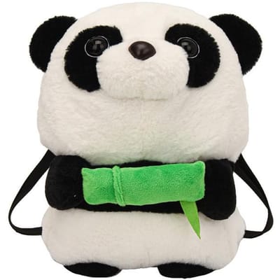 Sac à dos en peluche panda doux et duveteux style dessin animé, adorable sac poupée panda bambou, sac à bandoulière portable pour l'école et le voyage, style Kawaii, cadeaux 20cm 15cm 24cm