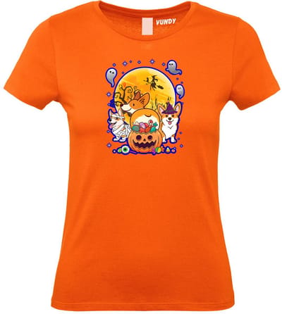 Dames t-shirt Halloween Hondjes | Halloween kostuum kind dames heren | verkleedkleren meisje jongen | Oranje | maat XS
