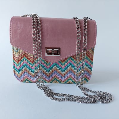 Damestas pastel roze – sale - Crossover Tas Bulaggi – Glans & Golfmotief – Verstelbare Ketting - nu extra voordelig!