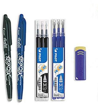 Uitwisbare rollerball pen met vullingen en gum - Comfortabel schrijven zonder fouten