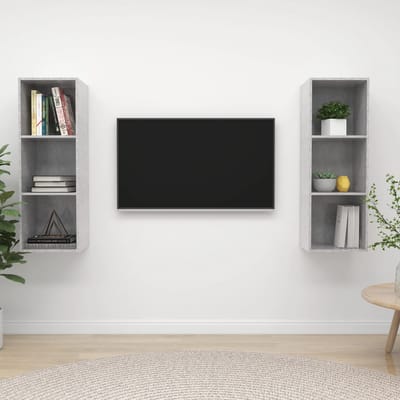 vidaXL - Tv-wandmeubelen - 2 - st - bewerkt - hout - betongrijs