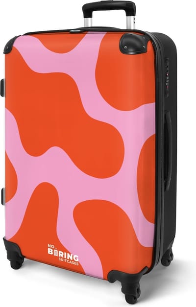 NoBoringSuitcases.com® - Koffer groot - Roze rode vlekken - Rolkoffer lichtgewicht - Reiskoffer met 4 wielen volwassenen - Travel luggage suitcase - Vakantie - Valies grote trolley XL - 20 kg bagage
