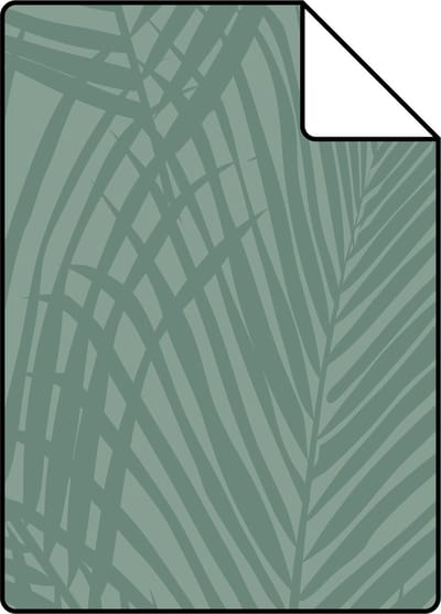 Proefstaal ESTAhome behang palmbladeren vergrijsd zeegroen - 26.5 x 21 cm - 139302-S