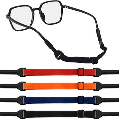 Set van 4 antislip brillenkoordjes, wasbaar, verstelbaar, houdt brillen stevig op hun plaats zodat ze niet vallen, geschikt voor alle soorten brillen, Veelkleurig.