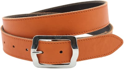 Dames riem oranje - Basic leren riem 3,5cm met zilverkleurige gesp - Leer - Basic riem - Casual - Maat 95