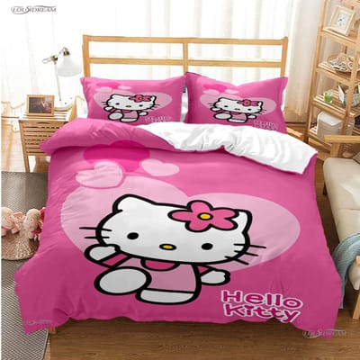 Hellokitty Cartoon Anime Vier Seizoenen Dekbedovertrek Dekbed Beddengoed Sets Zachte Dekbedhoes En Kussenslopen Enkel/Dubbel/Queen/King 180*220cm 3pcs