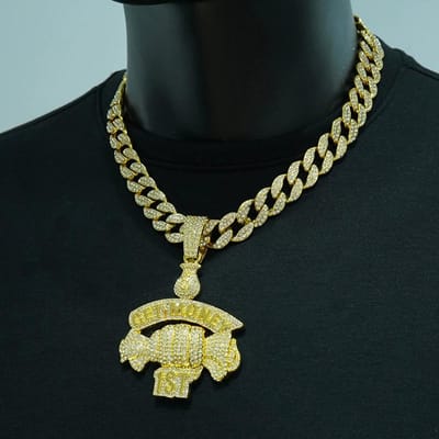 Nieuwe Hip Hop Stijl Letter GET MONEY & Geldzak Hanger Ketting met 15MM Cubaanse Ketting Mannen Snoep Kettingen Rapper Hip Hop Sieraden black