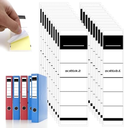 Zelfklevende Ruglabels Set van 120 Stuks voor Mappen - Smal en Breed, Ideaal voor Archiveren en Organiseren (5.4 x 19 cm en 3.5 x 19 cm)