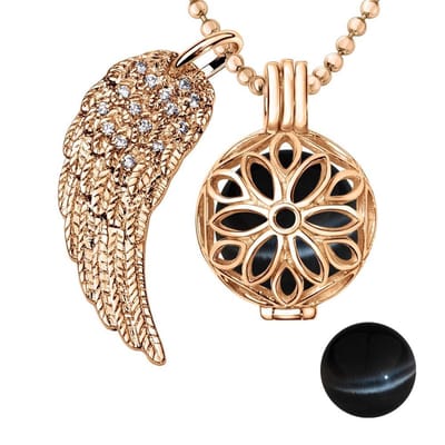 Engelenroeper 18mm Bolhouder met Ketting 90cm en Bolletje - Dames - Roségoudkleurig Bloem - EBS18121