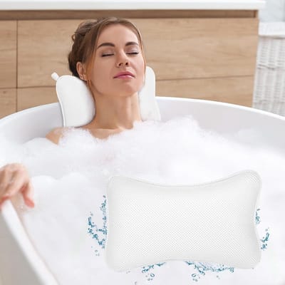 Ergonomisch badkussen met 6 antislip zuignappen voor optimaal comfort in bad, ondersteunt hoofd, nek en rug