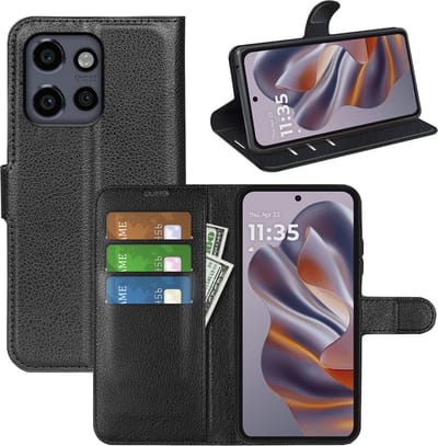 MobyDefend Hoesje - Geschikt voor Motorola Edge 50 Neo / Edge 60 Neo - Kunstleren Wallet Book Case (Sluiting Voorkant) - Zwart
