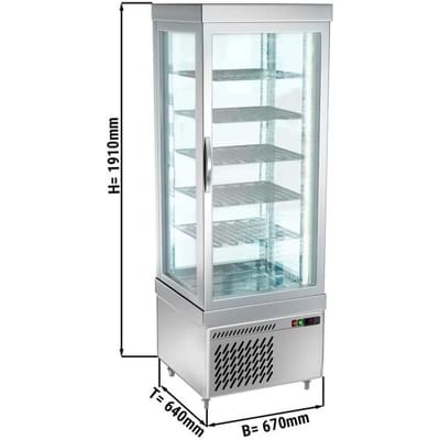 GGM Gastro Panoramavitrine - 430 Liter - 670mm - 5 Ablagen -Silber Zilver