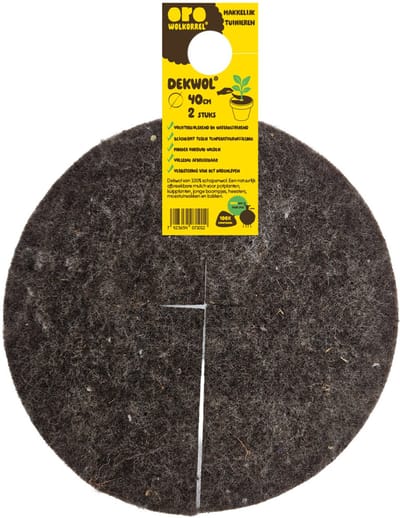 Dekwol | 40 cm diameter- 2 stuks- 100% schapenwol - minder onkruid wieden - waterbesparend - vochtregulerend - beschermt tegen temperatuurwisselingen - antislak - mulchschijf