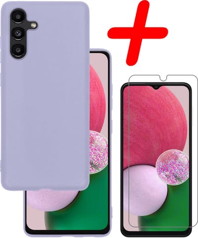 Hoesje Met Screenprotector - Geschikt voor Samsung Galaxy A13 5G - Sterk & Shockproof - Back Cover - Siliconen Case - Telefoon Hoes - Lila