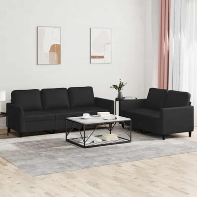 vidaXL - 2-delige - Loungeset - met - kussens - kunstleer - zwart
